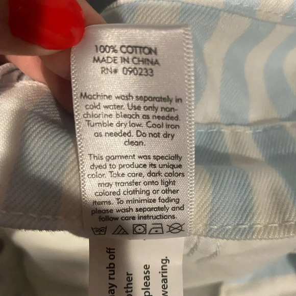 PacSun Blue White Striped denim skirt rough hem Size 23 - Picture 7 of 8